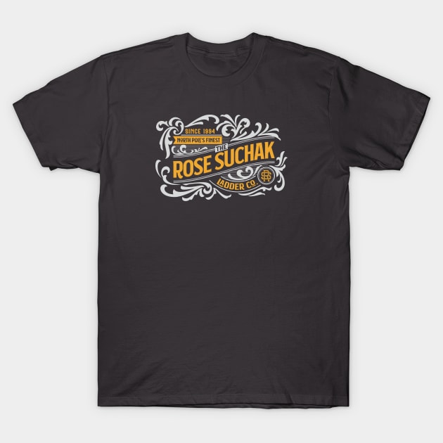 The Rose Suchak Ladder Co. (Silver and Gold on Asphalt) T-Shirt by jepegdesign